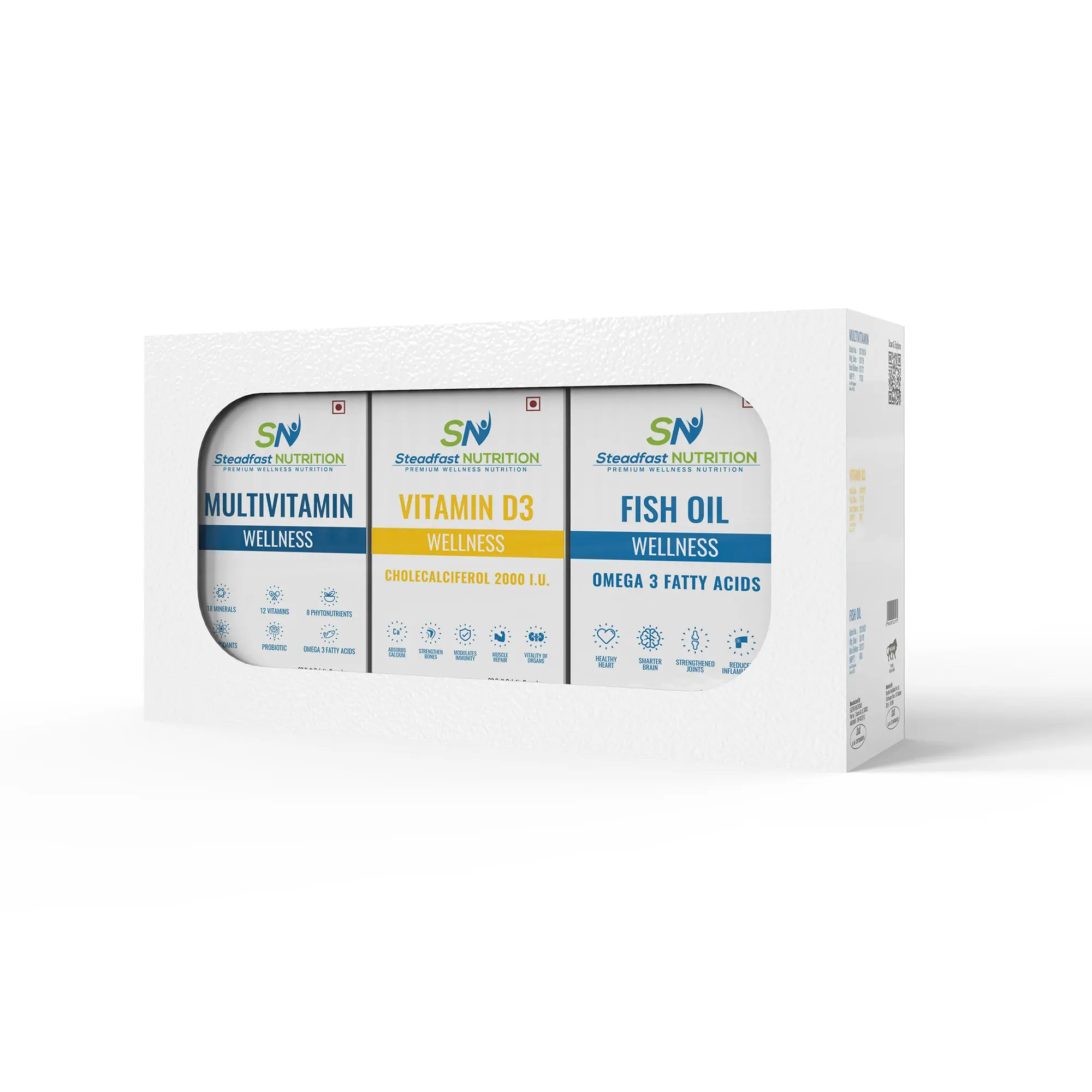 Steadfast Wellness Combo Pack (Multivitamin+Vitamin D3+Fish Oil)